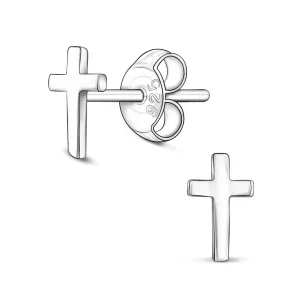 Small Cross Earrings Stud Sterling Silver