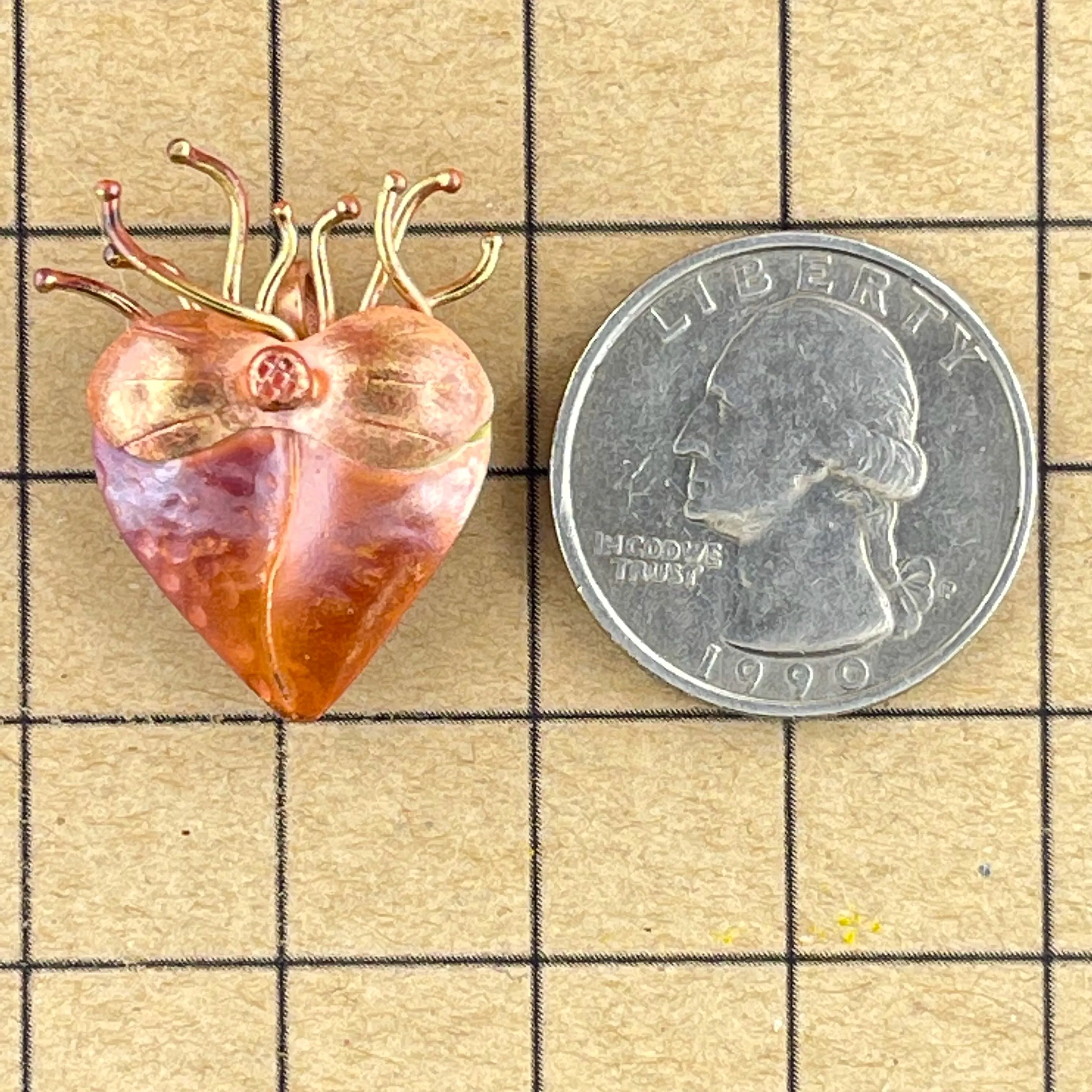 Small Flaming Heart Pendant or Earring Design Component