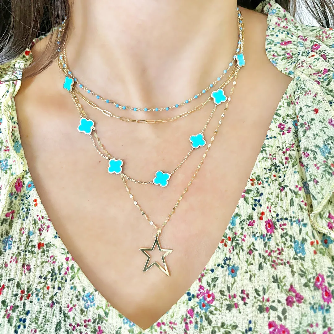 Small Turquoise Clover Necklace