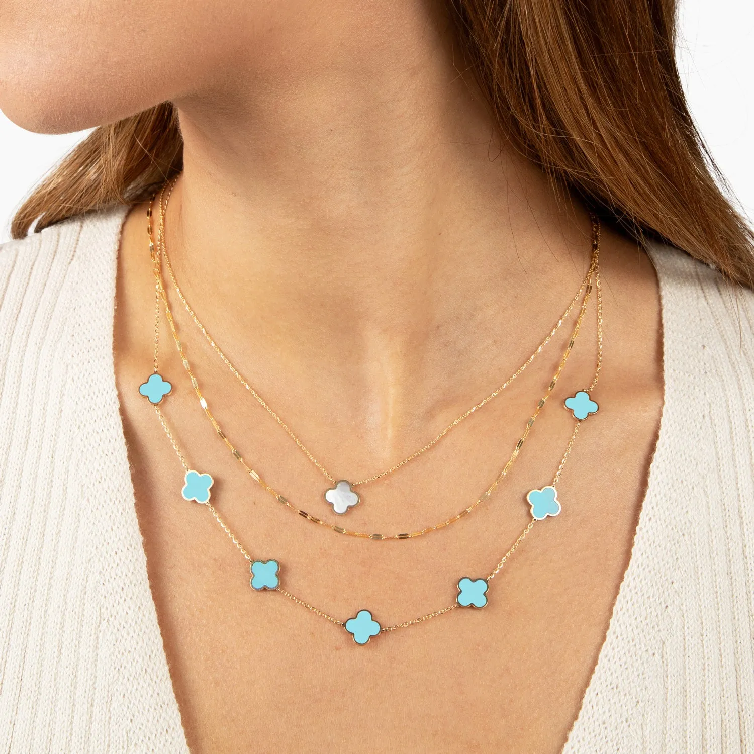 Small Turquoise Clover Necklace