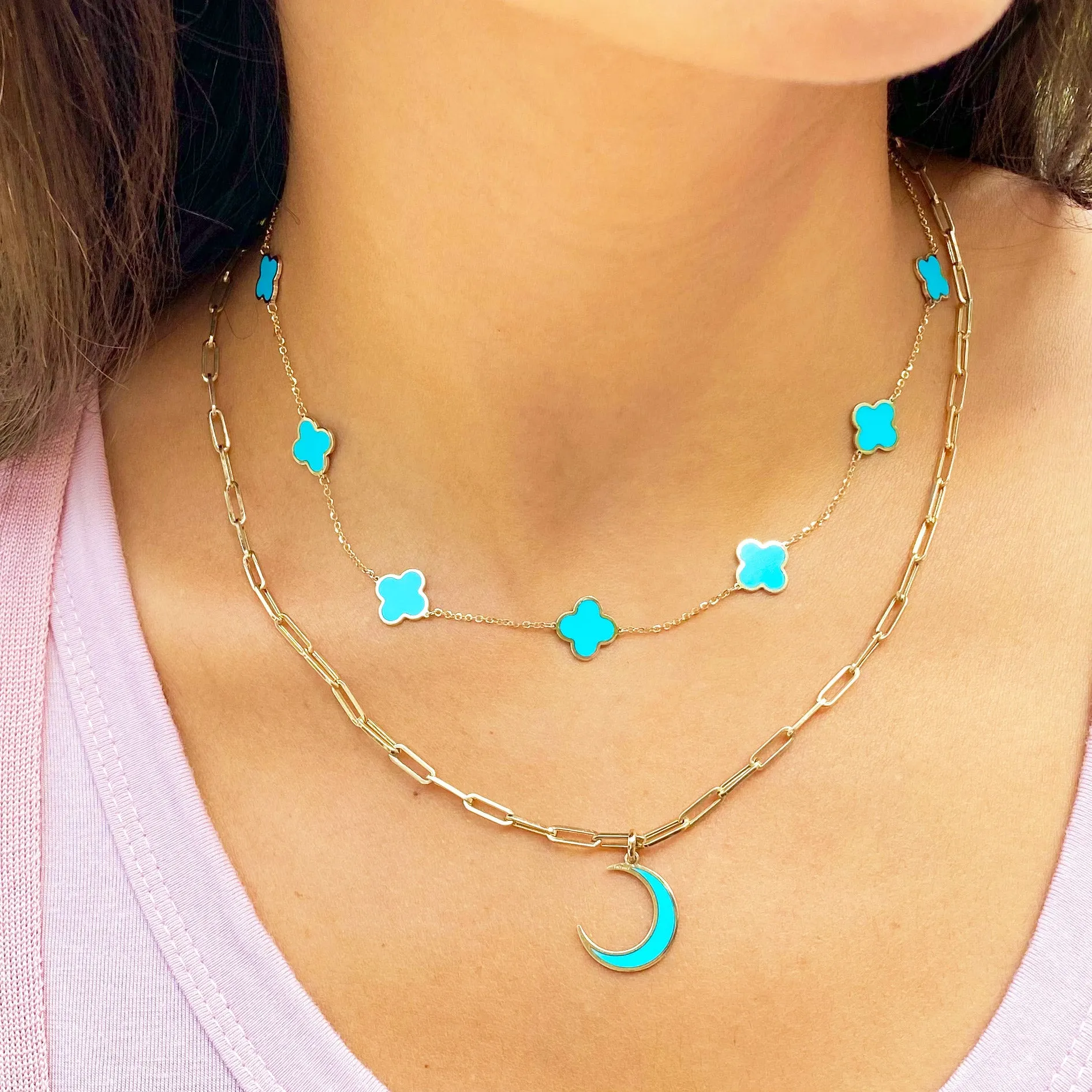 Small Turquoise Clover Necklace