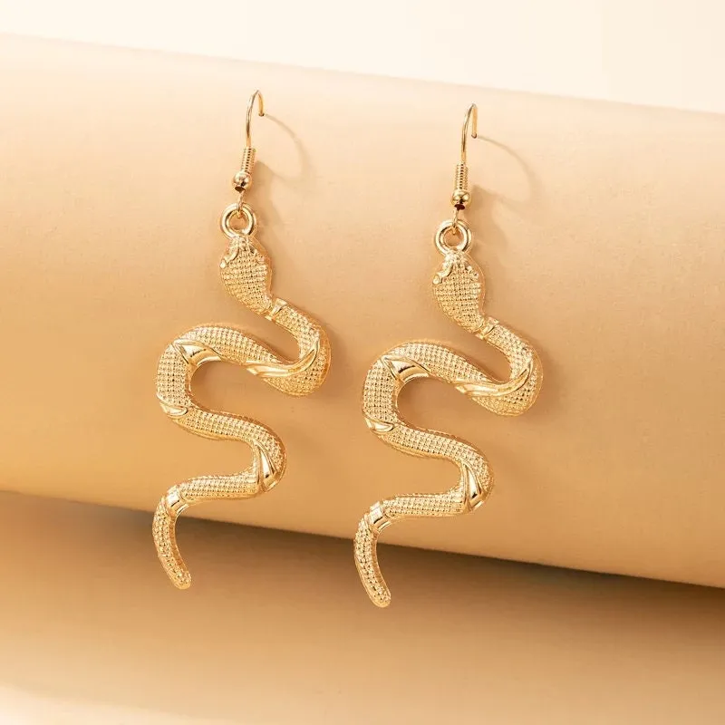 Snake earrings dangle drop snake earrings black silver gold dark chrome goth Jewelry