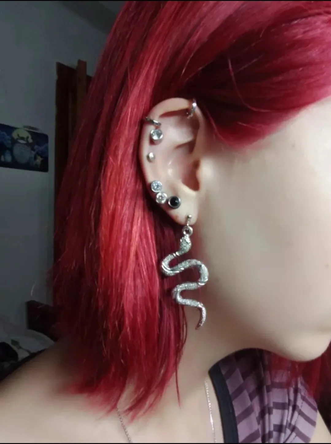 Snake earrings dangle drop snake earrings black silver gold dark chrome goth Jewelry