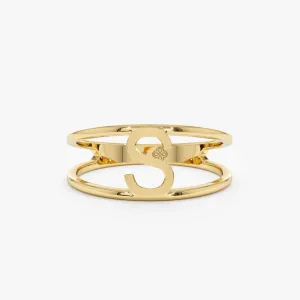 Solid Gold Initial Ring, Elisse