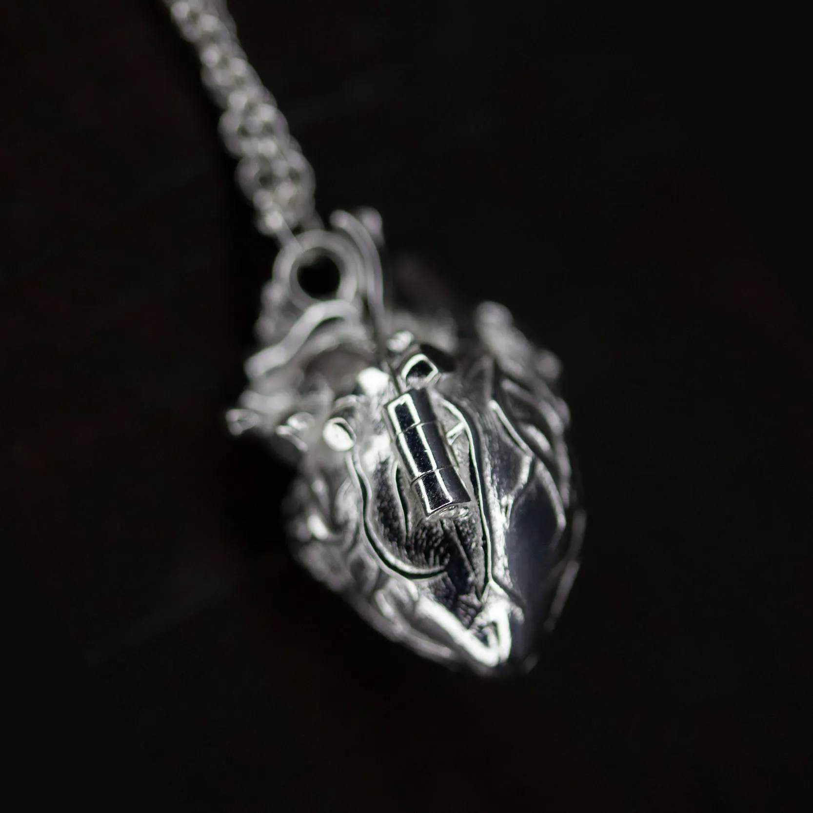 Soul in the Depths Openable Anatomical Heart Pearl Skull Necklace