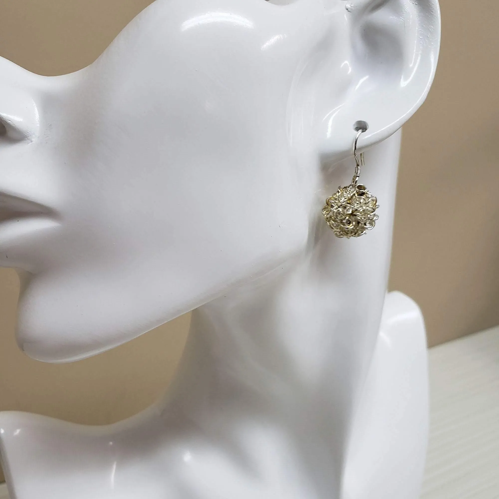 Squiggle silver ball earrings
