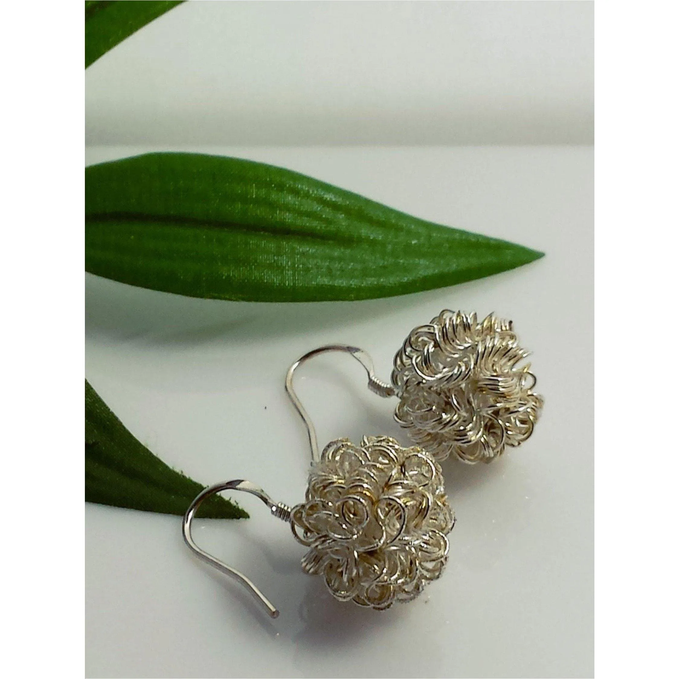 Squiggle silver ball earrings