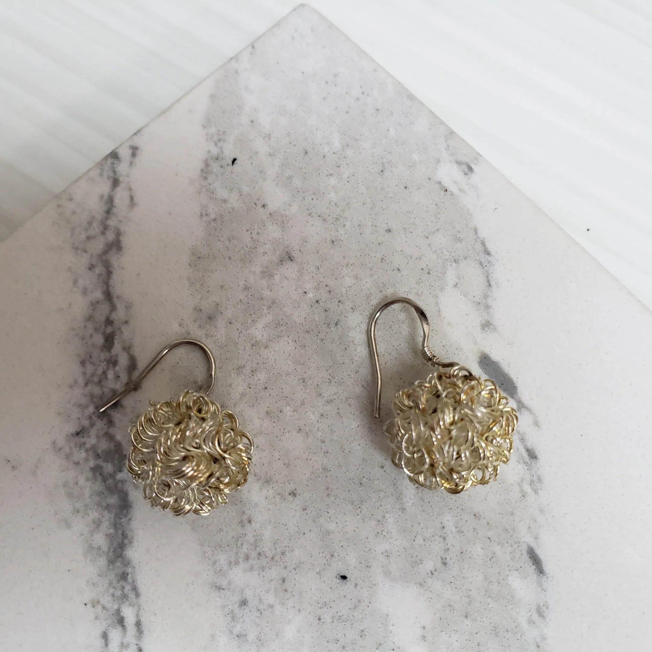 Squiggle silver ball earrings