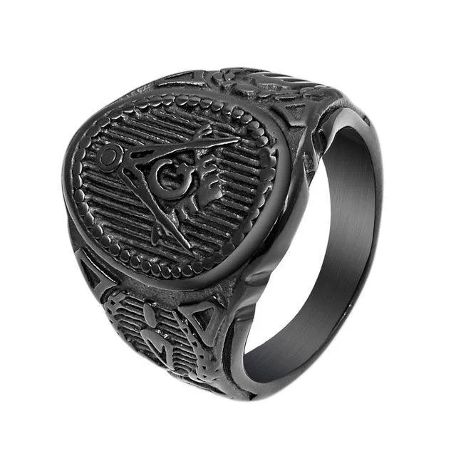 Stainless SteelGold Color Freemason Masonic Signet Rings
