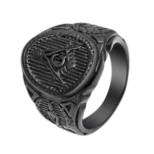 Stainless SteelGold Color Freemason Masonic Signet Rings