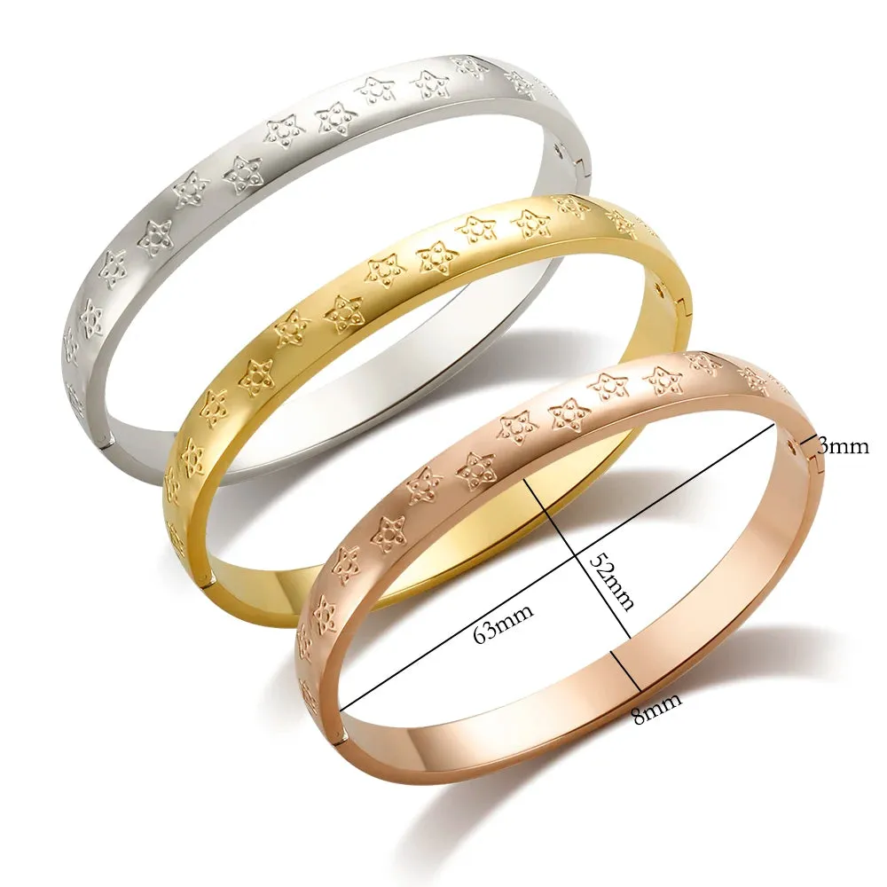 Star Bracelet Shiny Zircon Bangle Pentagram Crystal Rings