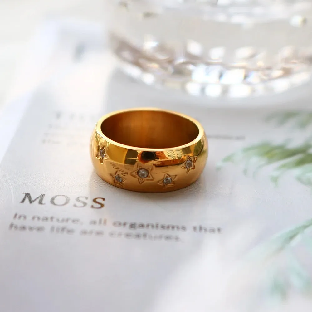 Star Bracelet Shiny Zircon Bangle Pentagram Crystal Rings