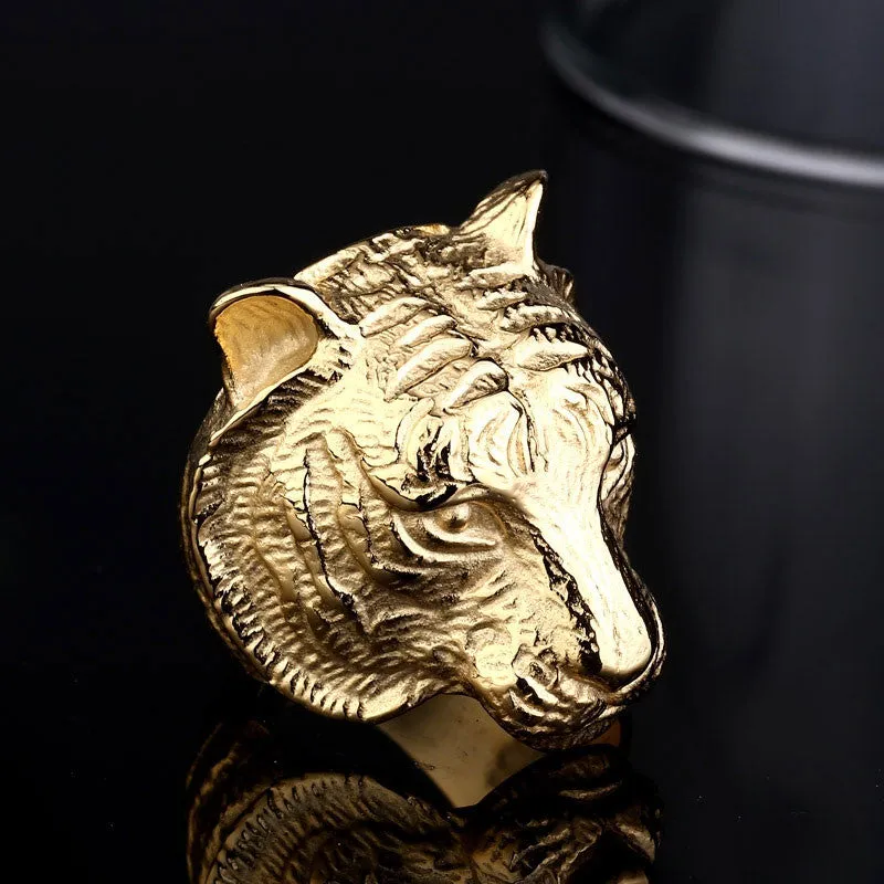 Steel soldier Domineering Tiger Head Ring Stainless Steel Unique Animal Ring For Man Biker Punk Style