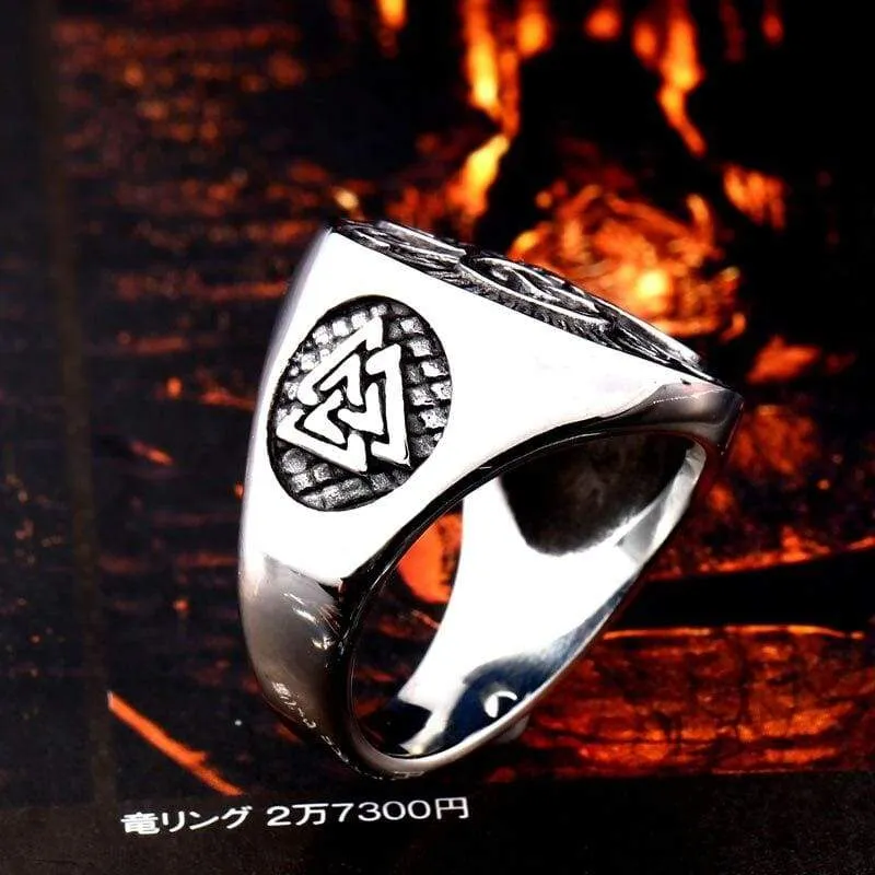 Steel soldier new year viking Cletic design stainless steel ring amulet take bring lucky men jewelry hip hop