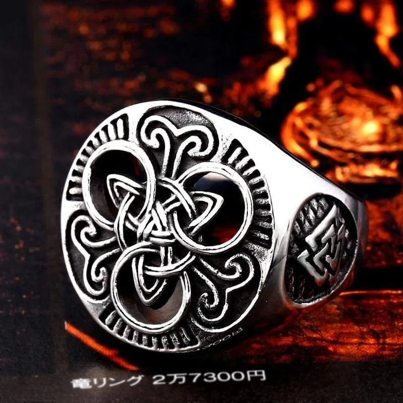 Steel soldier new year viking Cletic design stainless steel ring amulet take bring lucky men jewelry hip hop