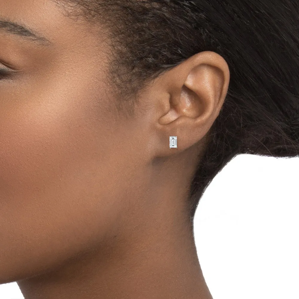 Sterling Silver 1CT Cubic Zircon Post Earrings