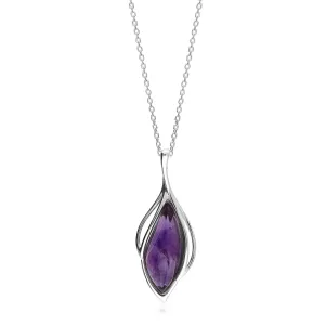Sterling Silver Amethyst Marquise Twist Pendant