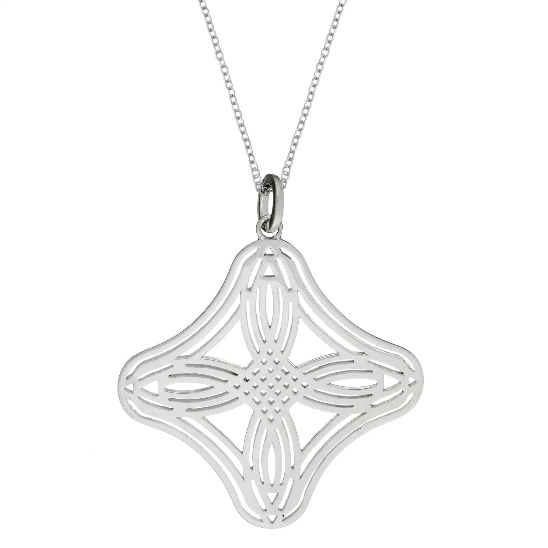 Sterling Silver Celtic Four Point Quaternary Knot Pendant Necklace