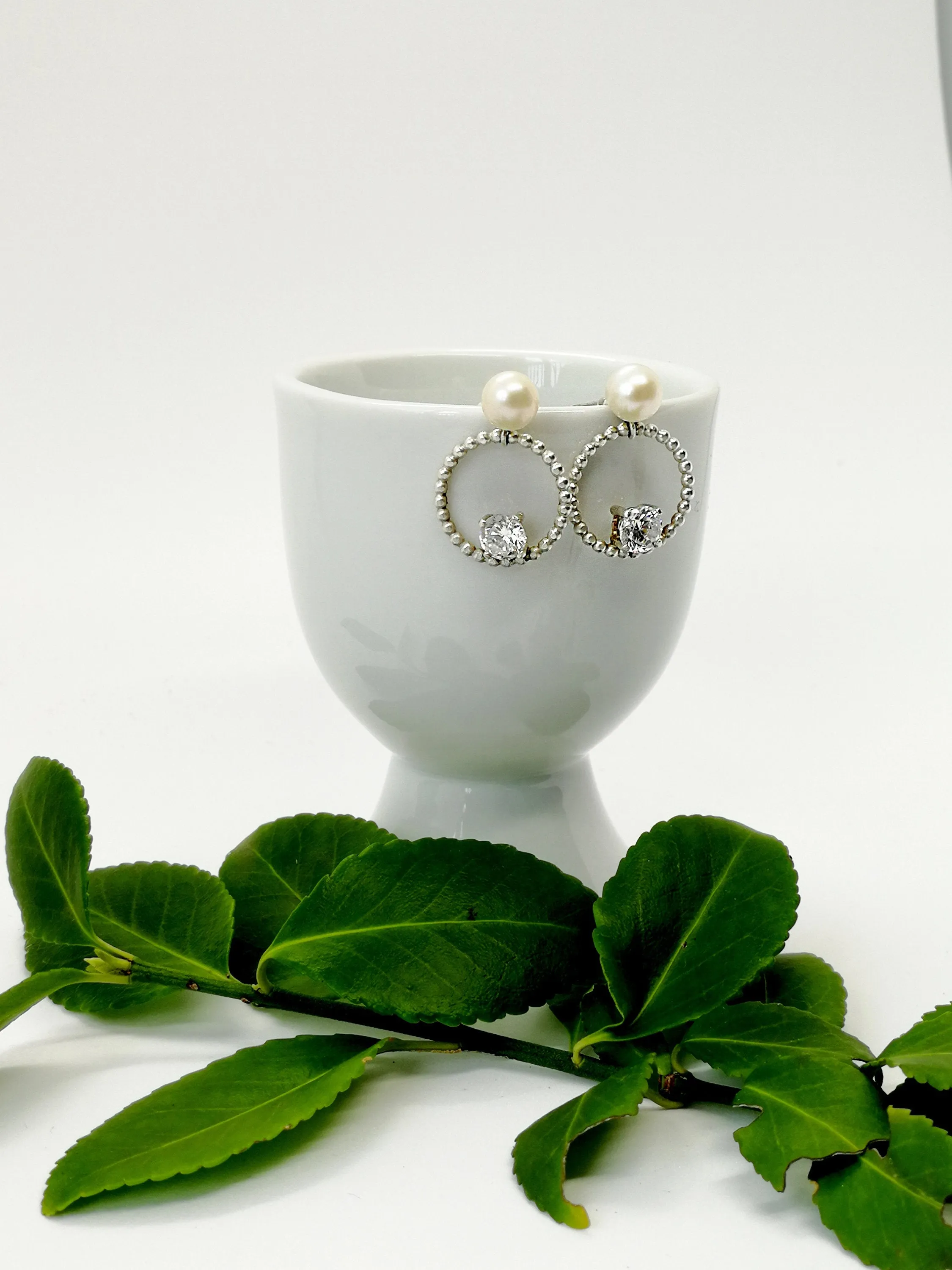 Sterling Silver Circle Elegant Drop Earrings