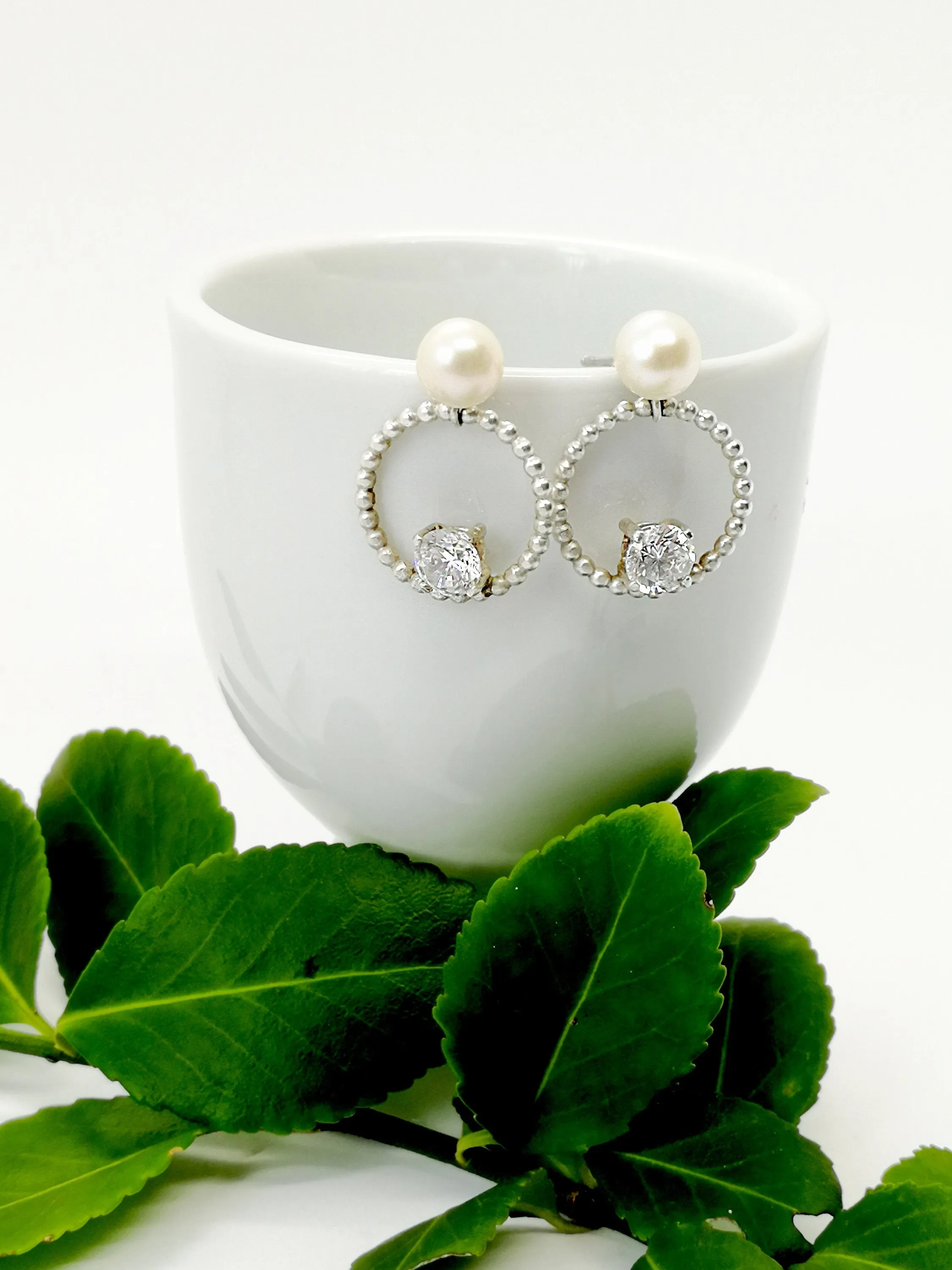 Sterling Silver Circle Elegant Drop Earrings