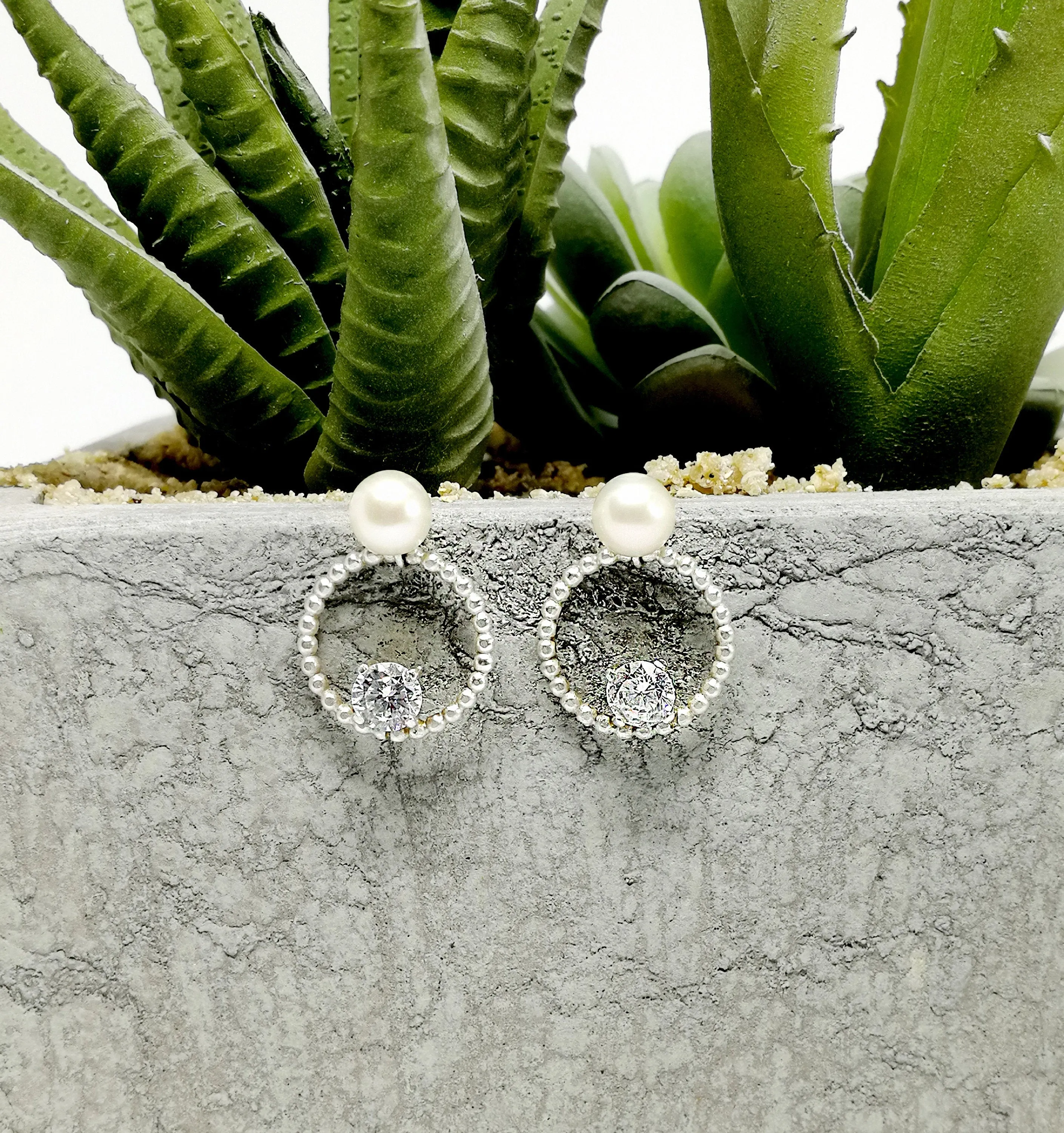 Sterling Silver Circle Elegant Drop Earrings