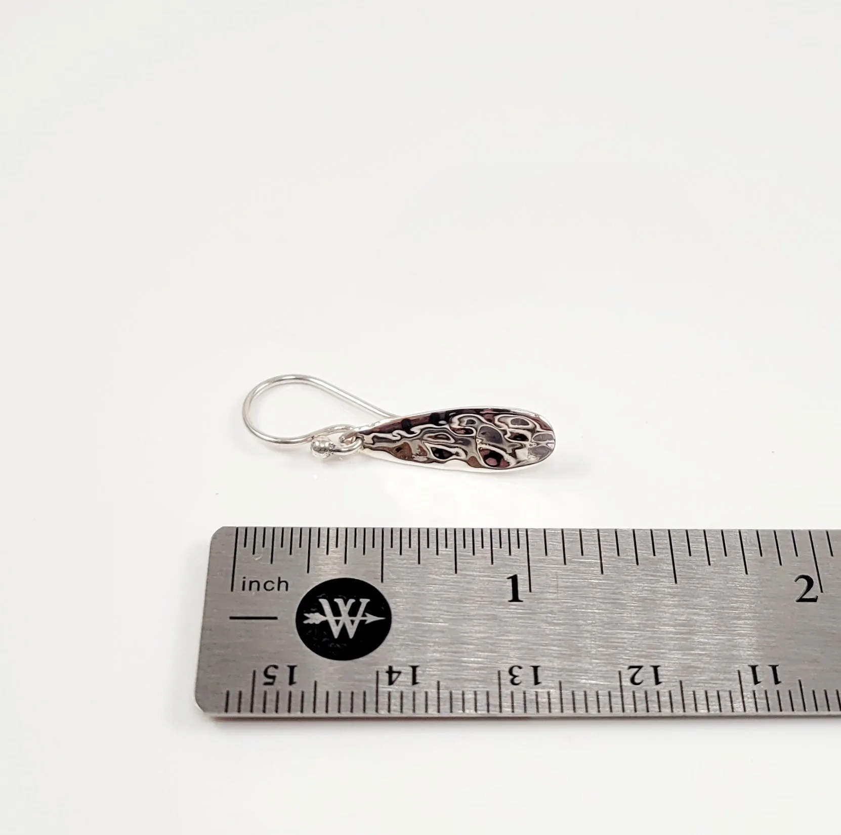 Sterling Silver Teardrop Dangle Earrings, Dainty Hammered Finish Earrings, Minimalist Teardrop Design, Handcrafted Elegant Earrings