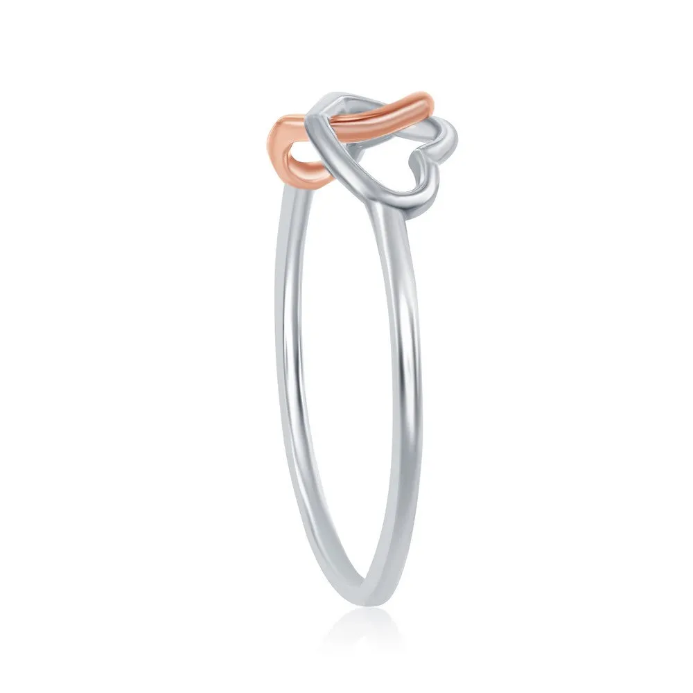 Sterling Silver Two-Tone Interlocking Heart Ring