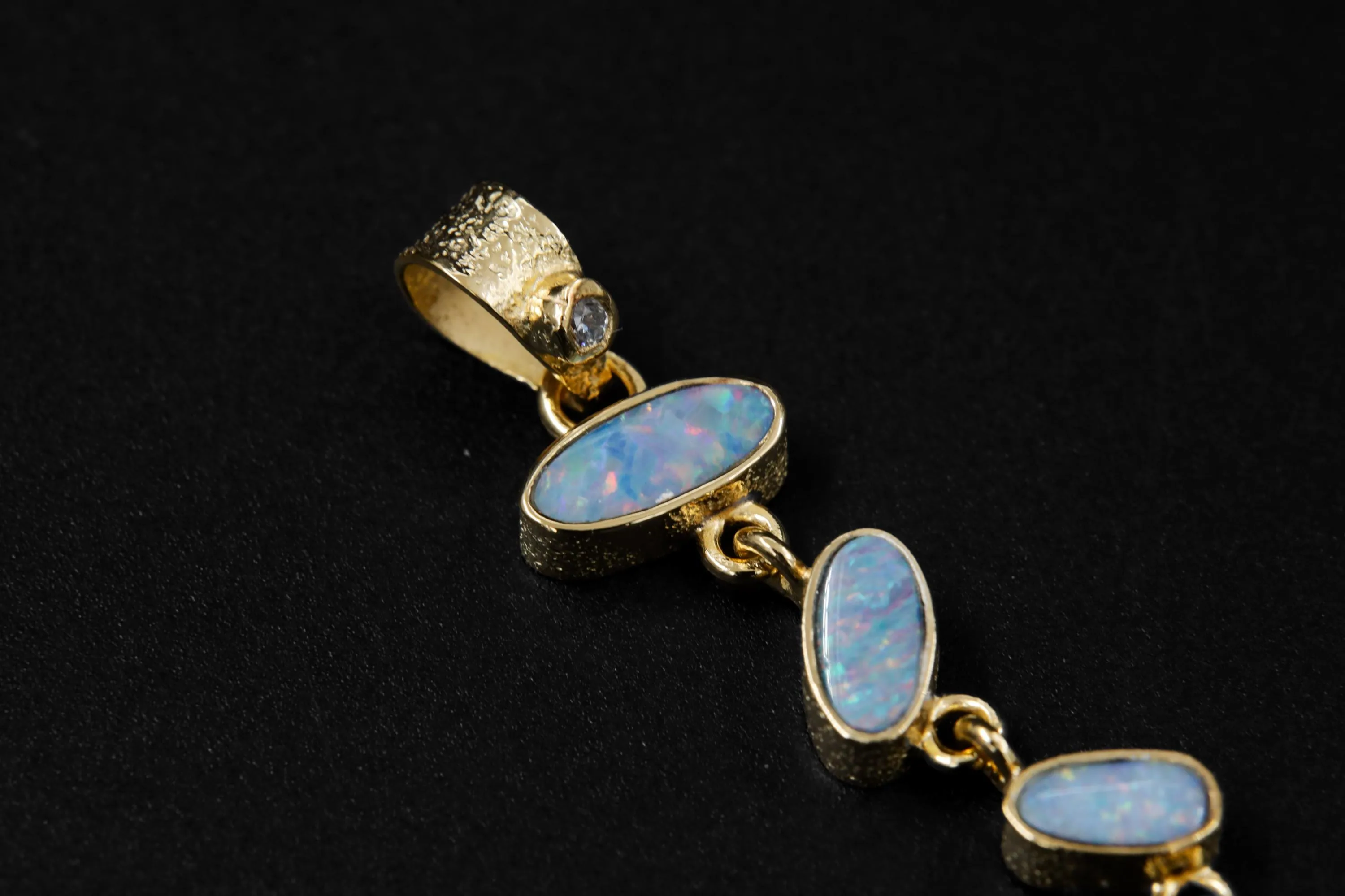 Stunning Faceted Zircon & Australian Opal Doublet Pendant, 18k Gold-Plated Sterling Silver, Crown Chakra, Libra Zodiac, Unique Gift