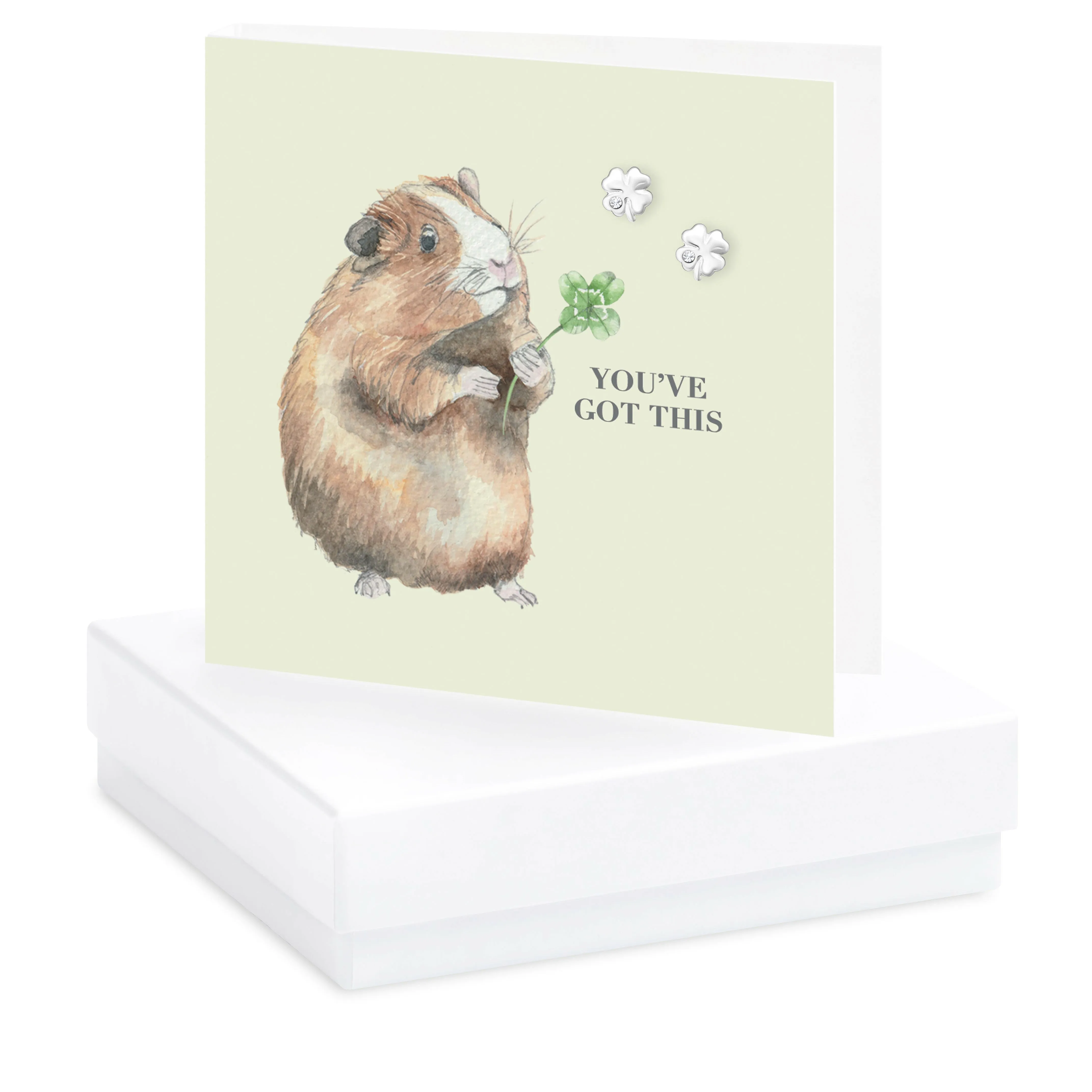 Stylish Boxed Sterling Silver Guinea Pig Stud Earrings on Card - Perfect for Animal Lovers