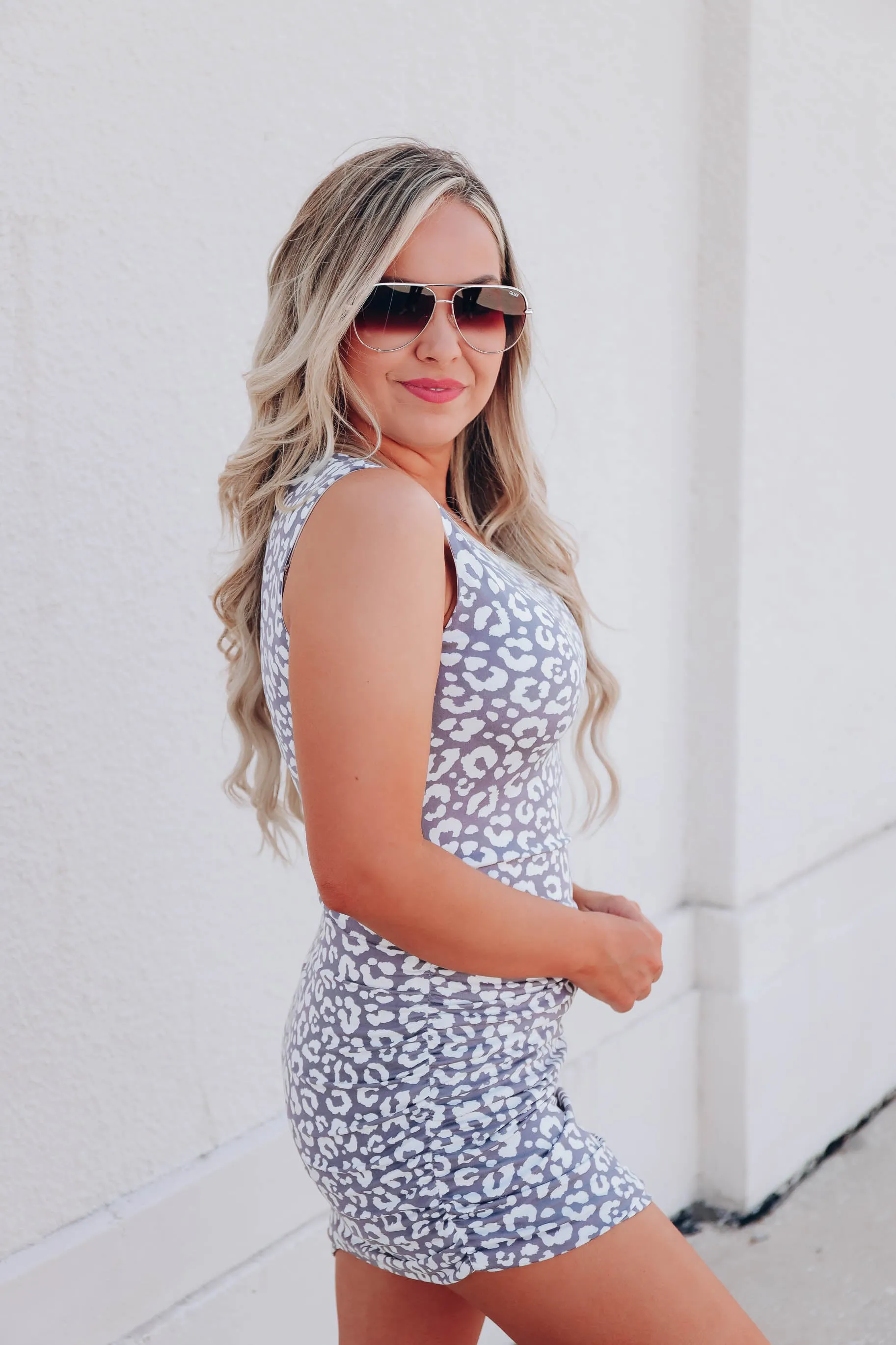 Stylish Instincts Side Ruched Dress - Grey