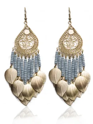Stylish leaf charms drop earrings