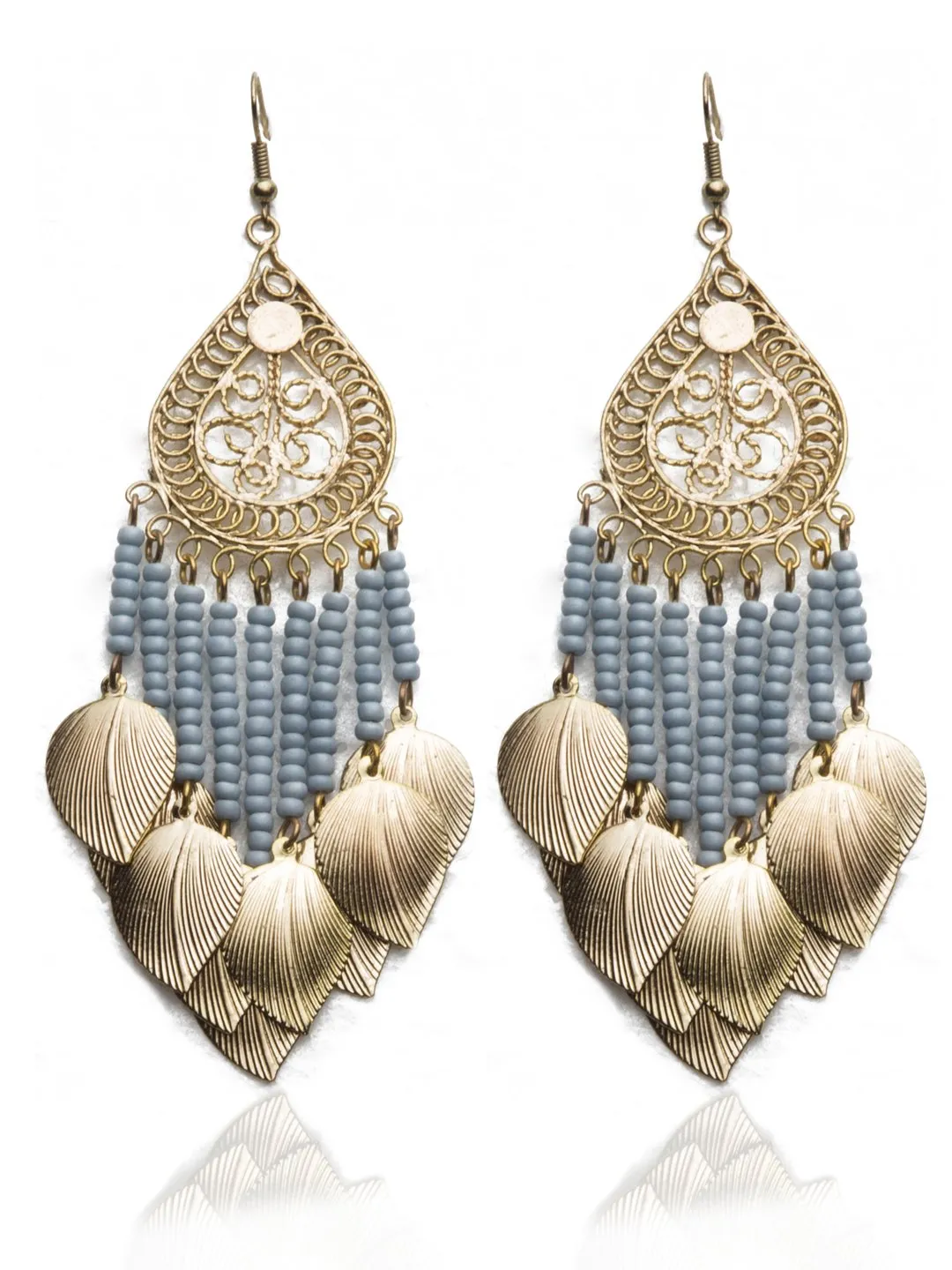 Stylish leaf charms drop earrings