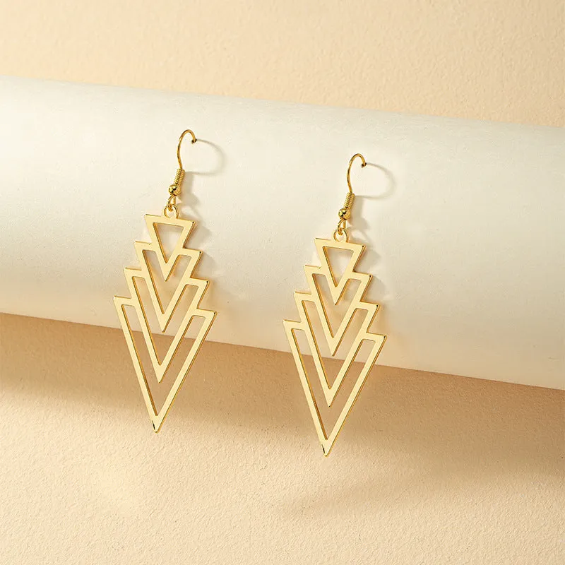Stylish Metal Geometric Long Earrings - Vienna Verve Collection