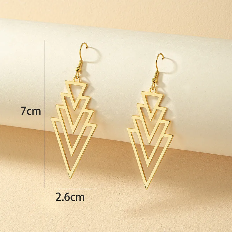 Stylish Metal Geometric Long Earrings - Vienna Verve Collection