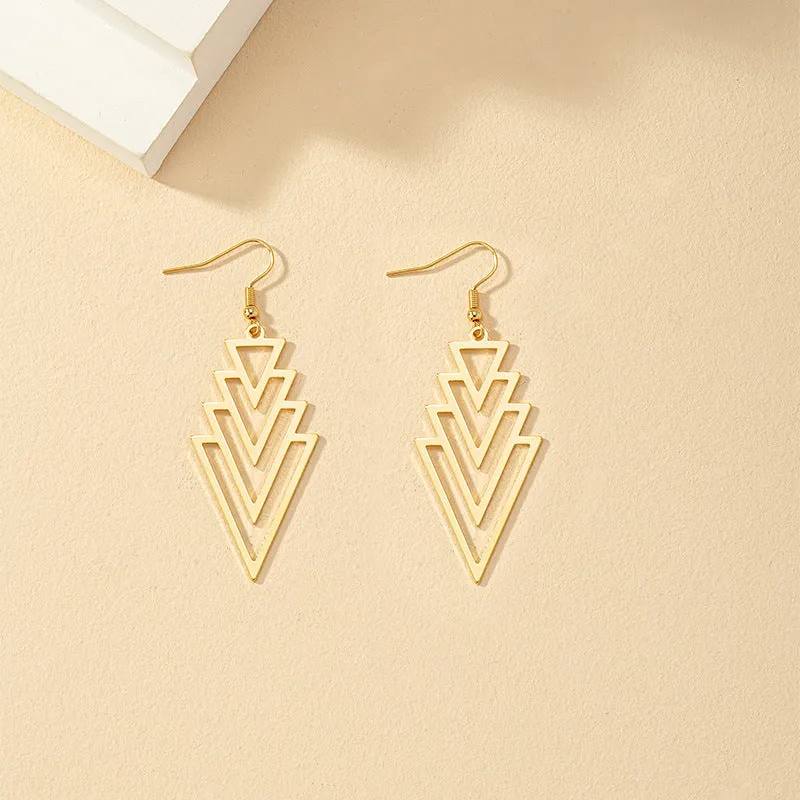 Stylish Metal Geometric Long Earrings - Vienna Verve Collection