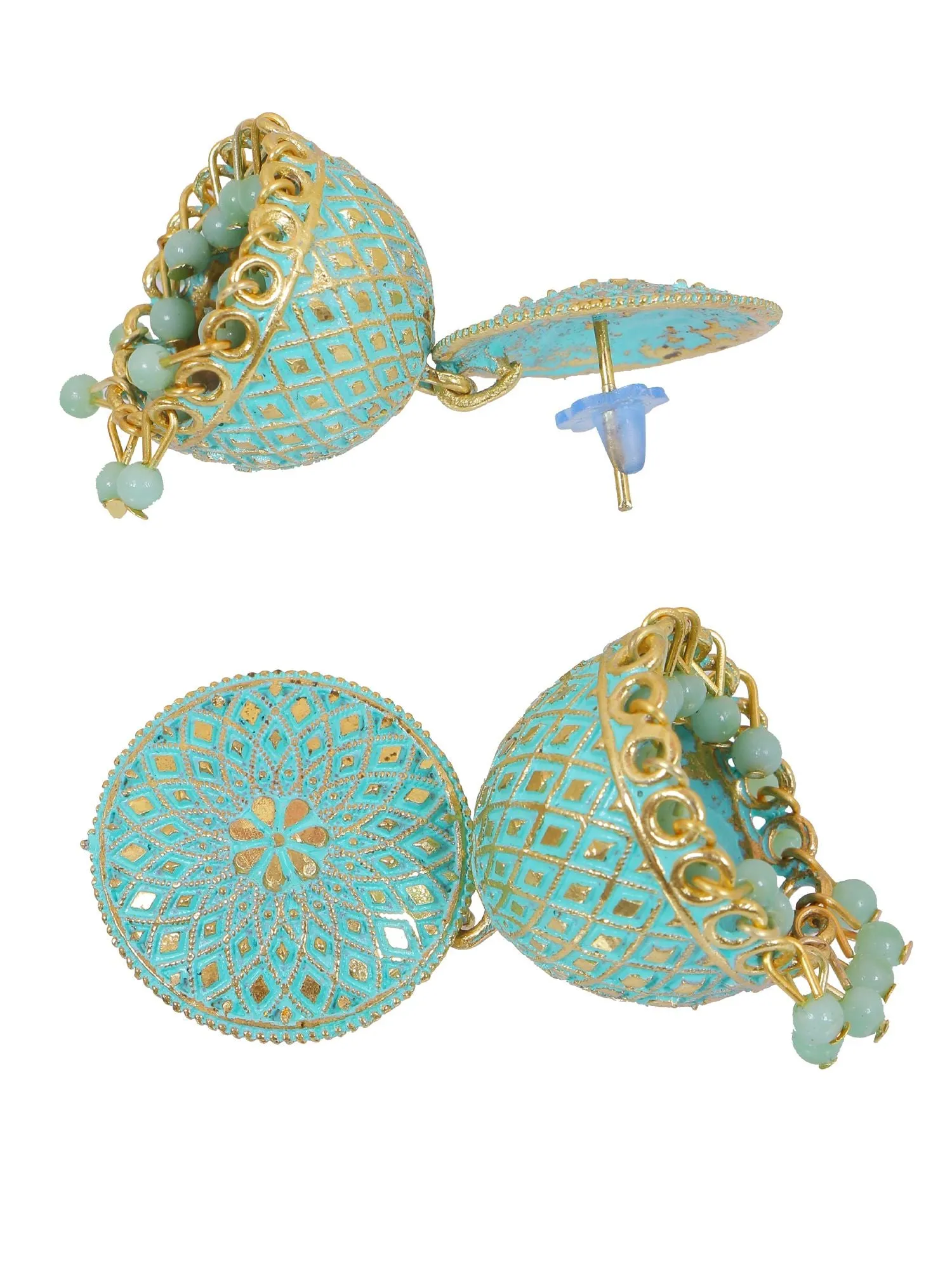 Stylish Sky blue Enamled Party Wear Jhumka Earrings for Women