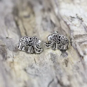 Stylish Sterling Silver Elephant Earrings