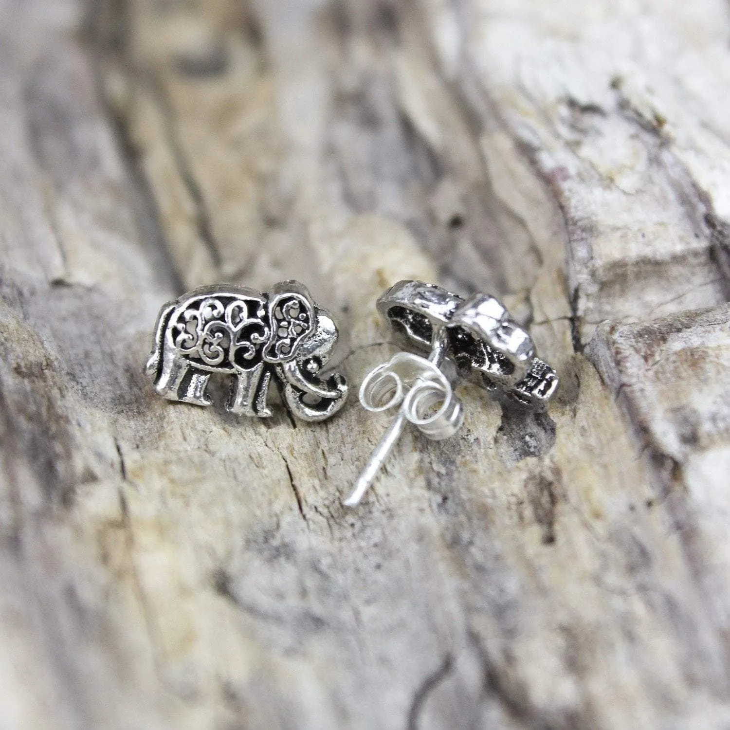 Stylish Sterling Silver Elephant Earrings