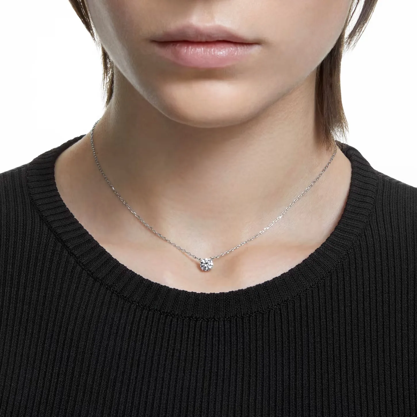 Swarovski Attract Necklace Round cut, White, Rhodium plated -5408442