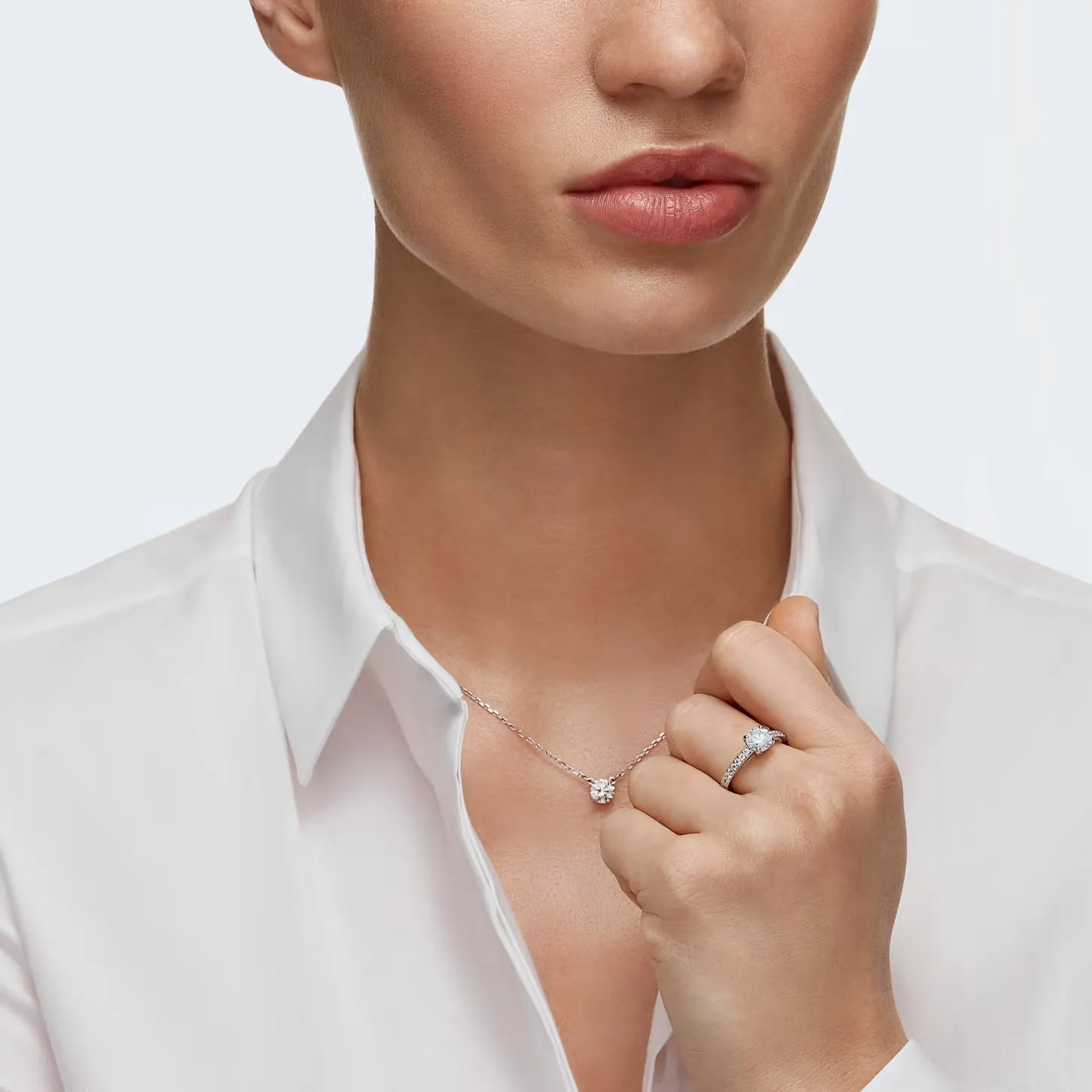 Swarovski Attract Necklace Round cut, White, Rhodium plated -5408442