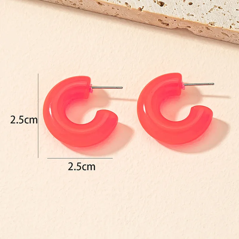 Sweet Rainbow Acrylic C-Curve Earrings - Trendy, Stylish, and Wholesale Jewelry