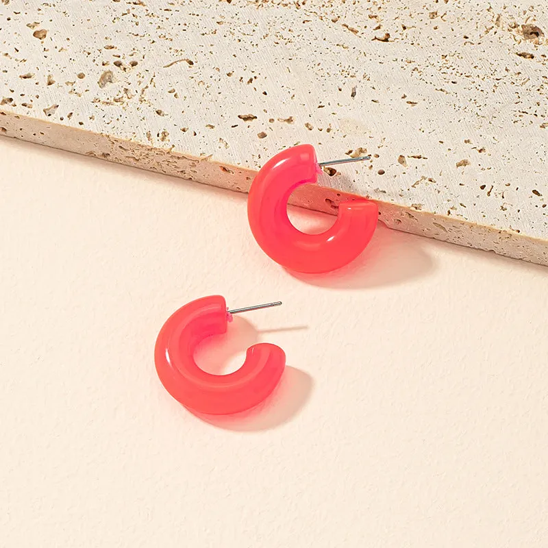 Sweet Rainbow Acrylic C-Curve Earrings - Trendy, Stylish, and Wholesale Jewelry