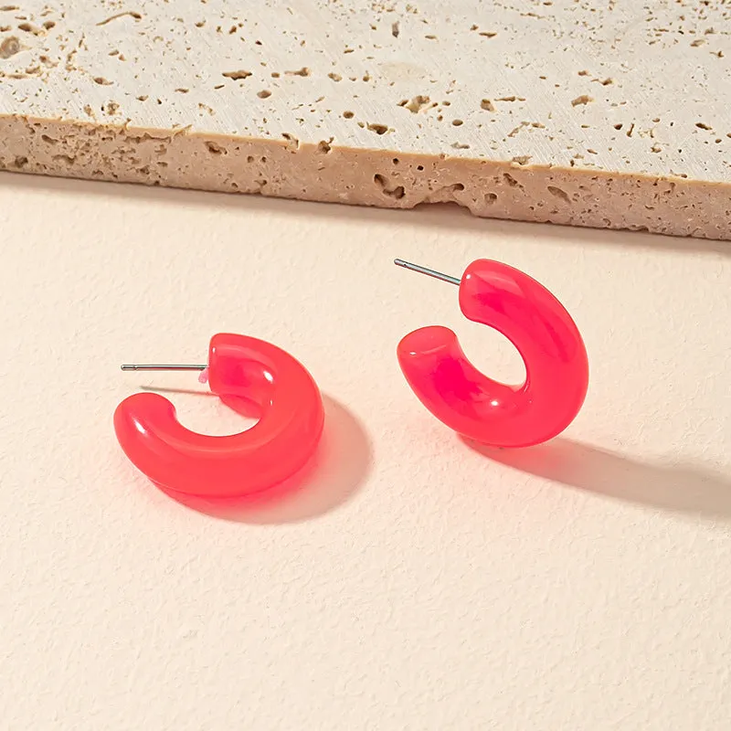Sweet Rainbow Acrylic C-Curve Earrings - Trendy, Stylish, and Wholesale Jewelry
