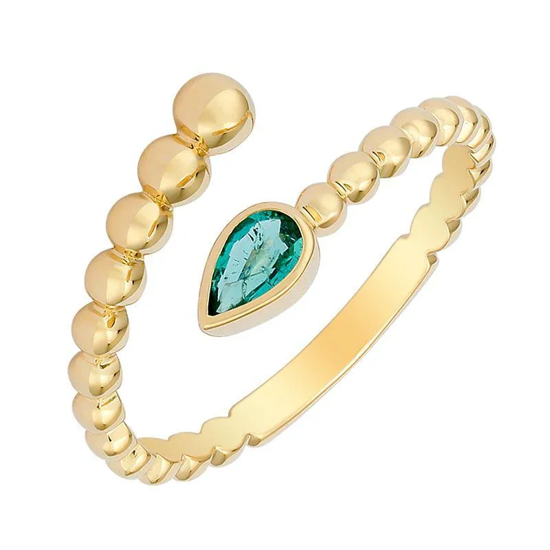 Swirl Gold Gemstone Pear Ring