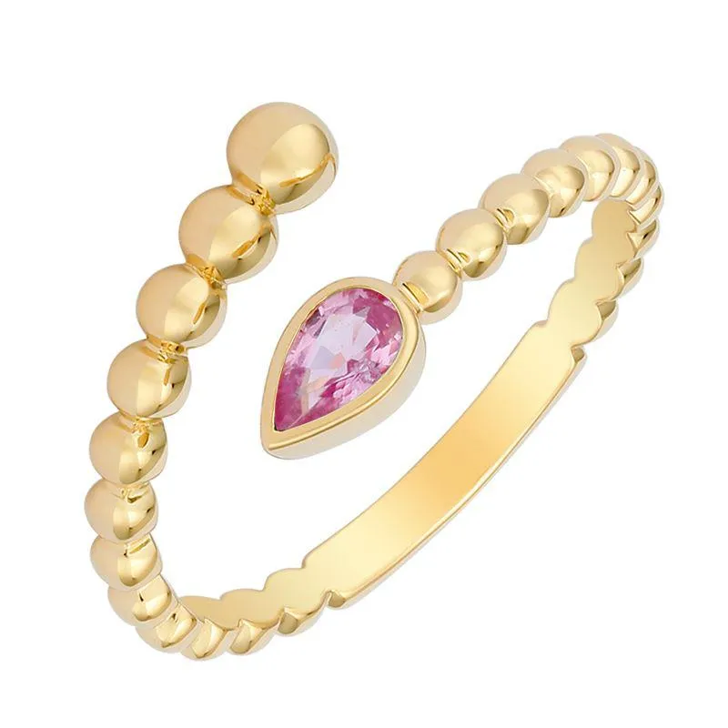 Swirl Gold Gemstone Pear Ring