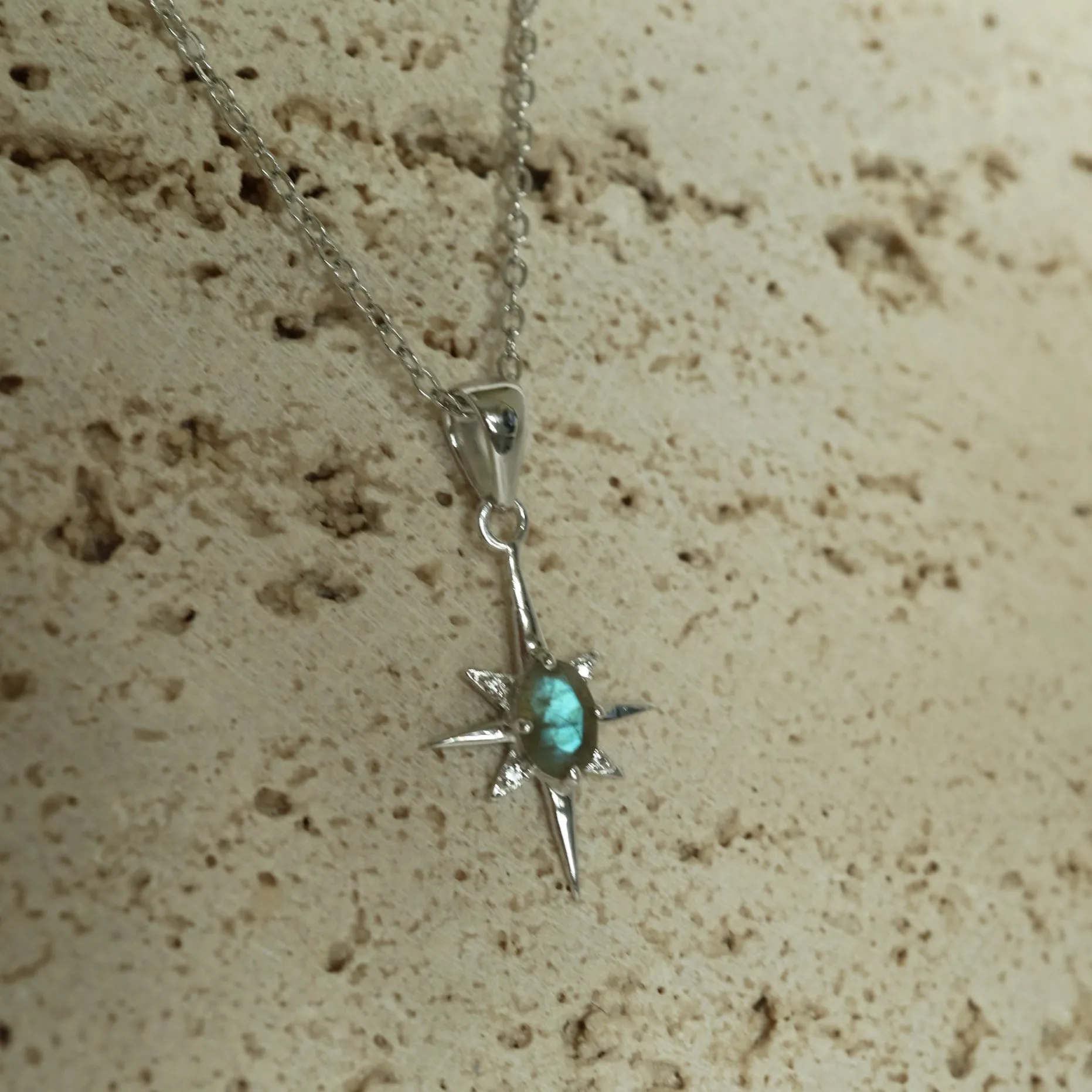 The North Star Labradorite Silver Celestial Necklace
