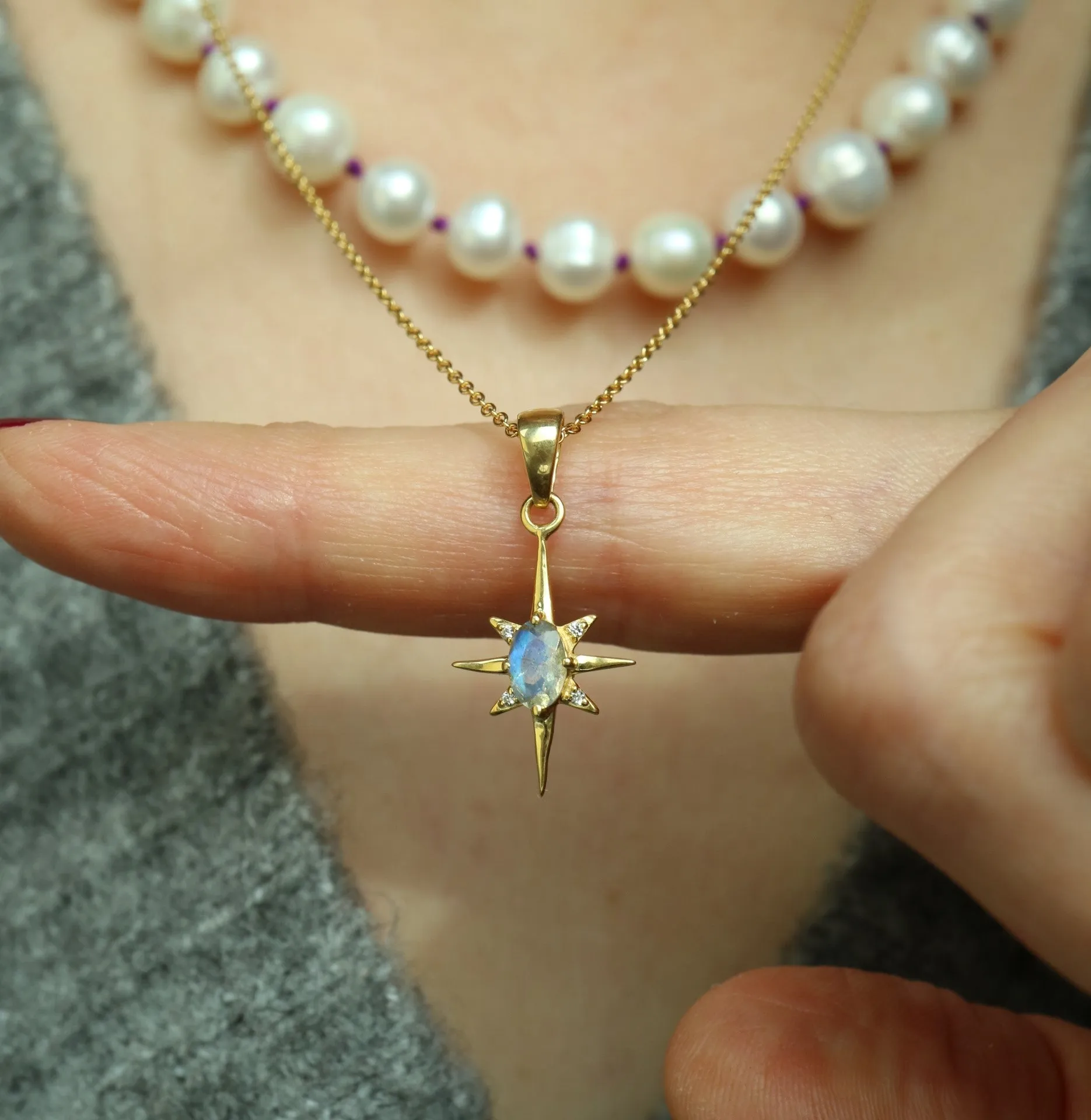 The North Star Labradorite Silver Celestial Necklace
