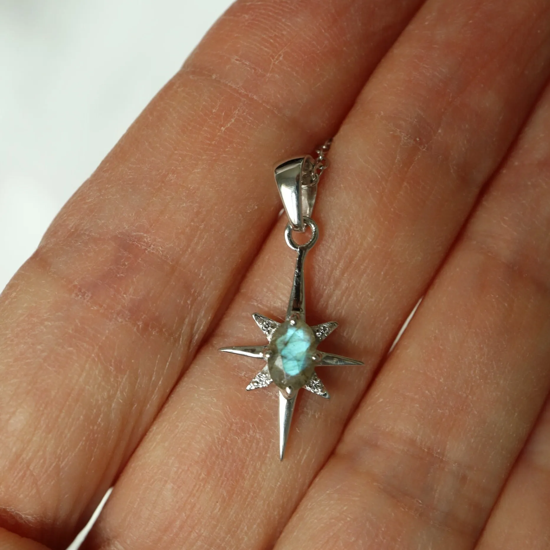 The North Star Labradorite Silver Celestial Necklace