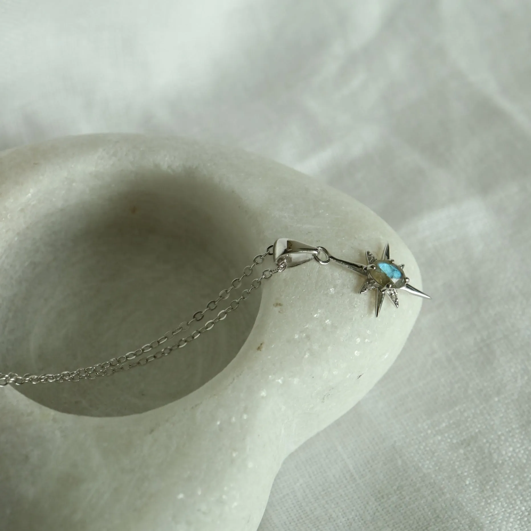 The North Star Labradorite Silver Celestial Necklace