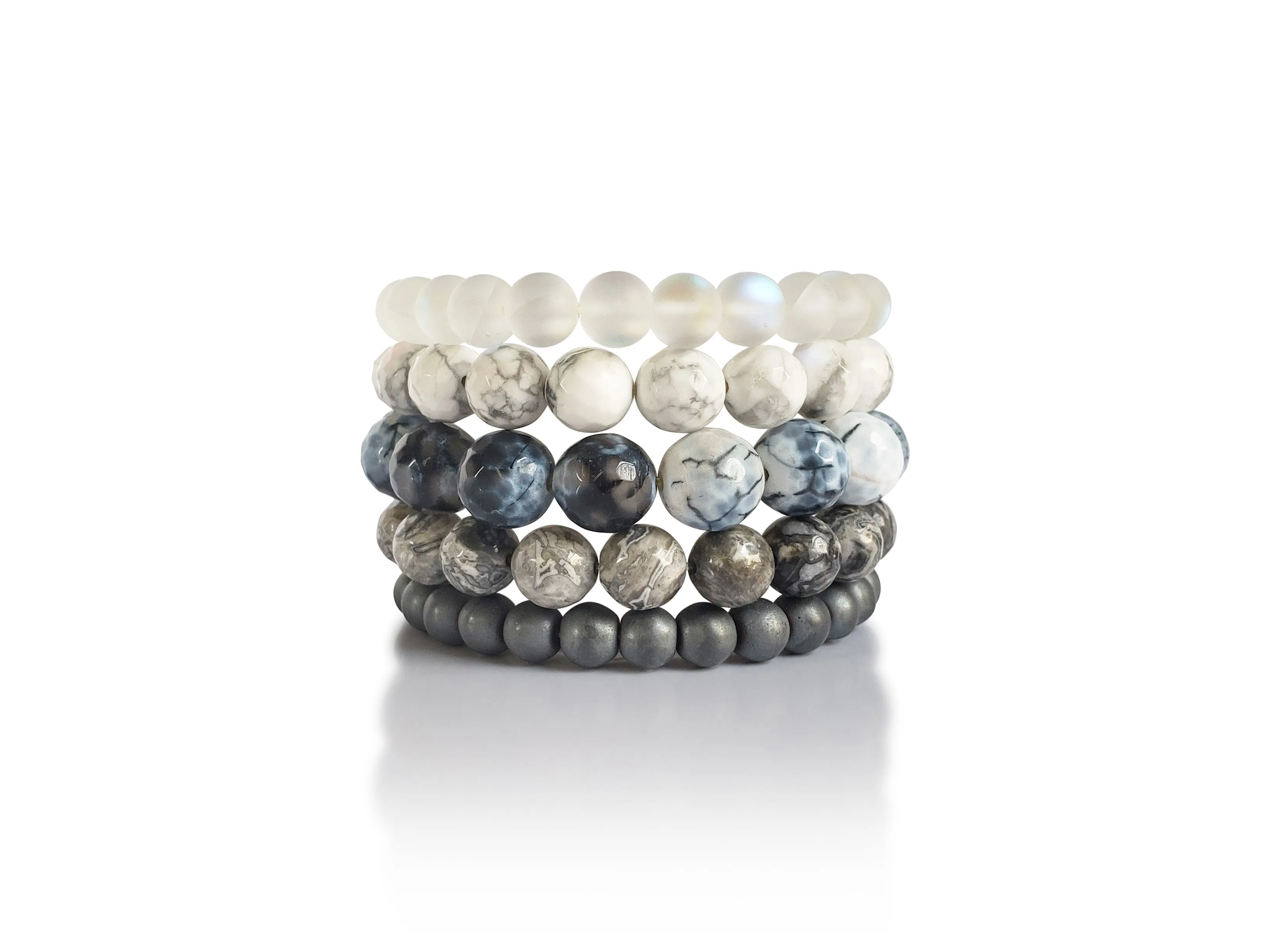 The Uptown Set - gemstone stretch bracelet set of 5